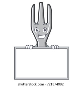 Grinning with board fork character cartoon style