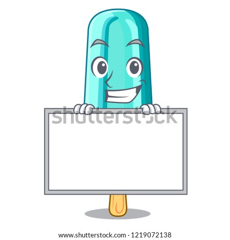 Grinning with board fruit ice cream on stick cartoon
