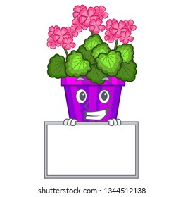Grinning with board geranium flower isolated with the mascot