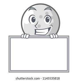 Grinning with board golf ball character cartoon