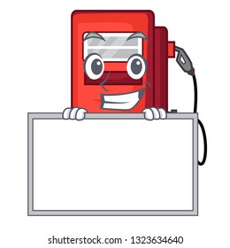 Grinning with board gosoline pump in the character form