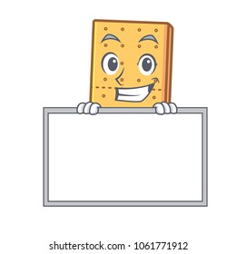 Grinning with board graham cookies character cartoon