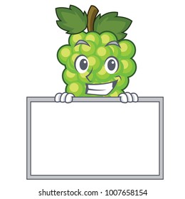 Grinning with board green grapes character cartoon