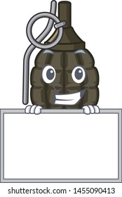 Grinning with board grenade isolated with on the character
