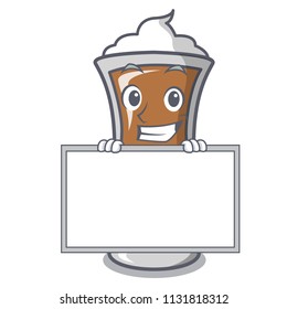 Grinning with board irish coffee character cartoon
