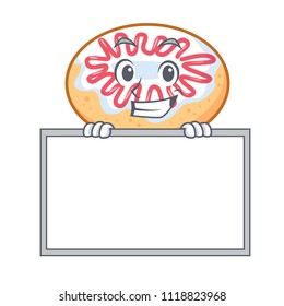 Grinning with board jelly donut character cartoon