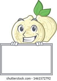 Grinning with board jicama with in the isolated mascot