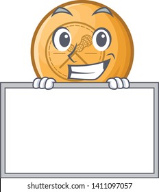 Grinning with board lacrosse ball isolated with the character