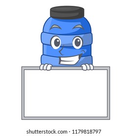 Grinning with board large cartoon plastic barrel for water