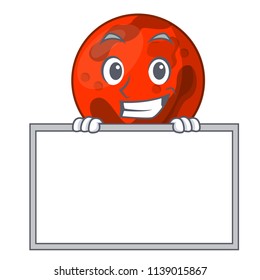 Grinning with board mars planet character cartoon