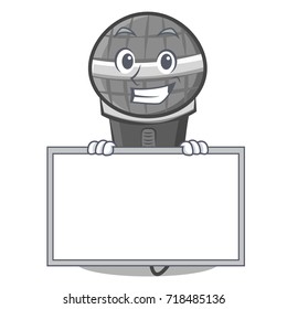 Grinning with board microphone cartoon character design