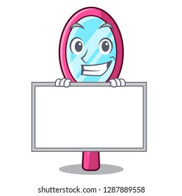Grinning with board mirror in the cartoon shape funny