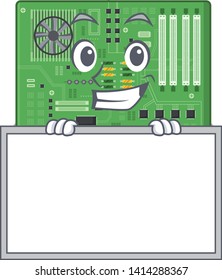 Grinning with board motherboard isolated with in the characater