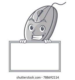 Grinning with board mouse character cartoon style