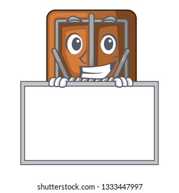 Grinning with board mousetrap in the a character shape