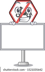 Grinning with board no motorcycles mascot isolated with cartoon