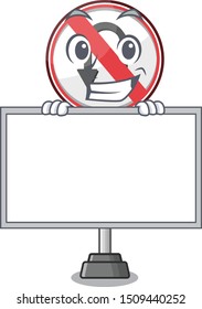 Grinning with board no u turn with a cartoon