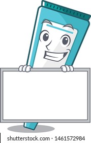 Grinning with board ointment placed in the cartoon sink