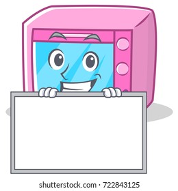 Grinning with board oven microwave character cartoon