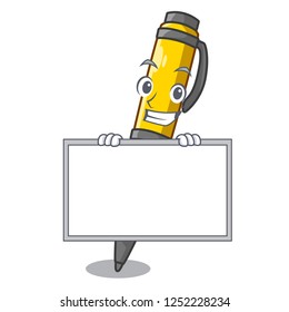 Grinning with board Pen shape that on a cartoon