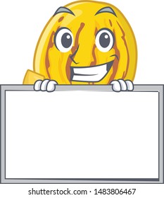 Grinning with board pepino melon isolated in the mascot