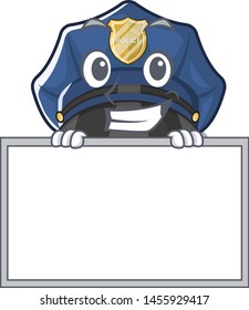 Grinning with board police hat isolated in the mascot