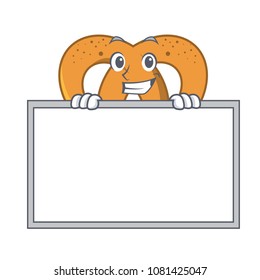 Grinning with board pretzel character cartoon style
