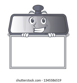 Grinning with board rear view mirror isolated with mascot