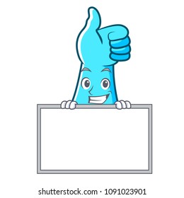 Grinning with board rubber gloves character cartoon
