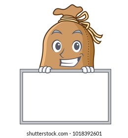 Grinning with board sack character cartoon style