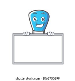 Grinning with board safety pin character cartoon