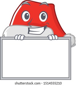 Grinning with board santa hat isolated in the mascot