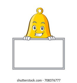 Grinning with board school bell character cartoon