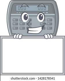 Grinning with board security alarm isolated in the cartoon