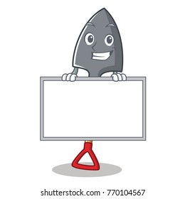 Grinning with board shovel character cartoon style