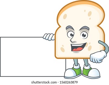 Grinning with board in the slice white bread