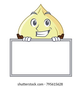 Grinning with board snake fruit character cartoon