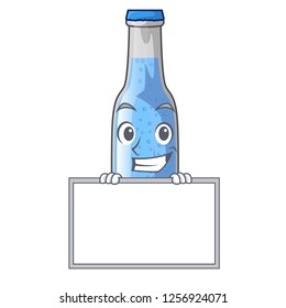 Grinning with board soda water and ice cubes cartoon