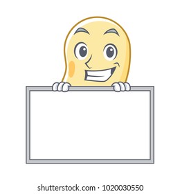 Grinning with board soy bean character cartoon