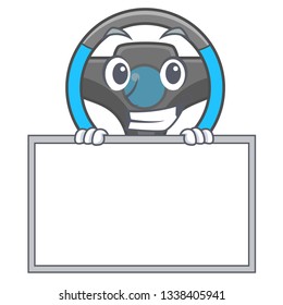 Grinning with board steering wheel isolated in the cartoon