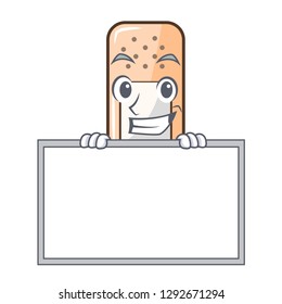 Grinning with board sticking plaster on the cartoon shape