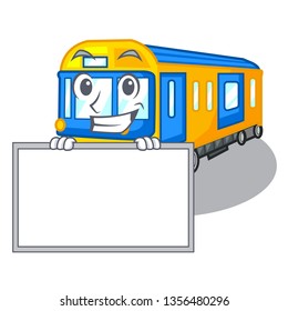 Grinning with board subway train in the shape characters