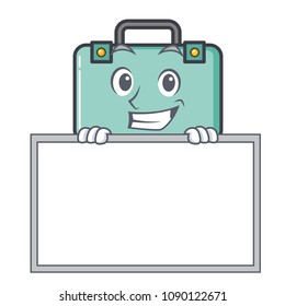 Grinning with board suitcase character cartoon style