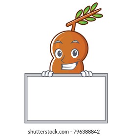 Grinning with board tamarind character cartoon style