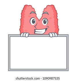 Grinning with board thyroid character cartoon style