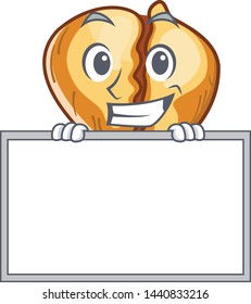 Grinning with board tortellini isolated with in the mascot