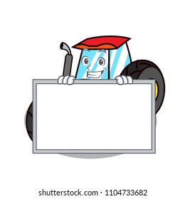 Grinning with board tractor character cartoon style