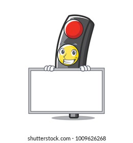 Grinning with board traffic light character cartoon