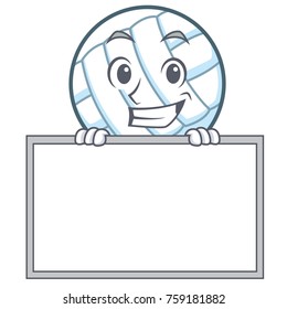Grinning with board volley ball character cartoon