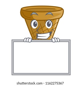 Grinning with board wafer cone character cartoon